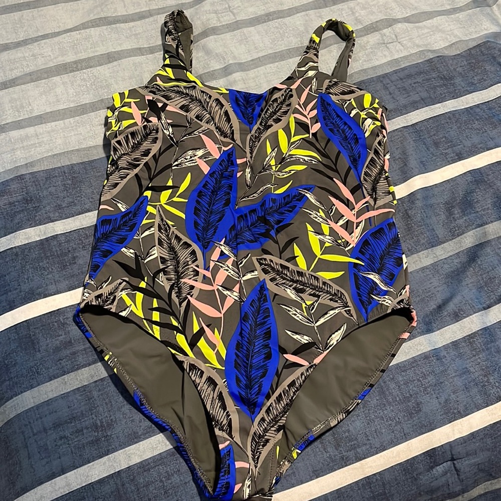 Athleta Green and Blue One Piece Swimsuit Sleek Fit - Picture 3 of 7